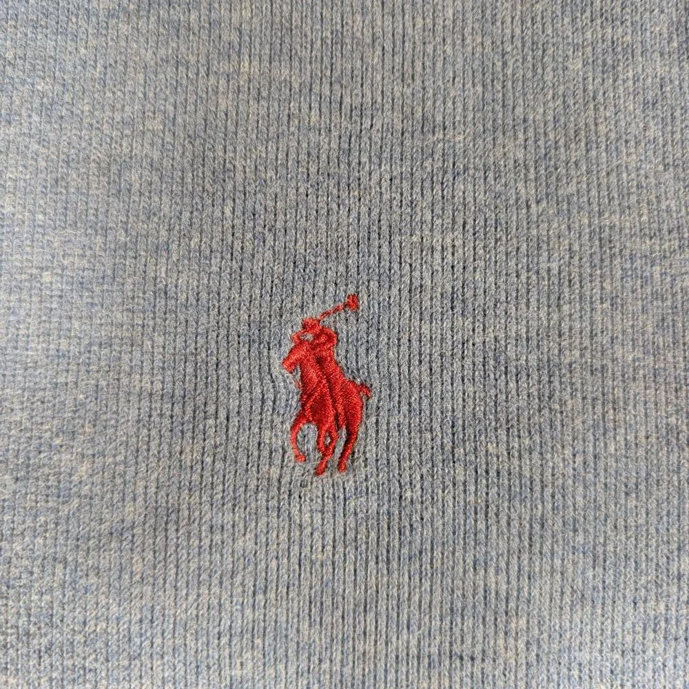 Ralph Lauren Polo Sweater Men XXL Blue 1/4 Zip Pony Pullover Preppy *Fits Small*